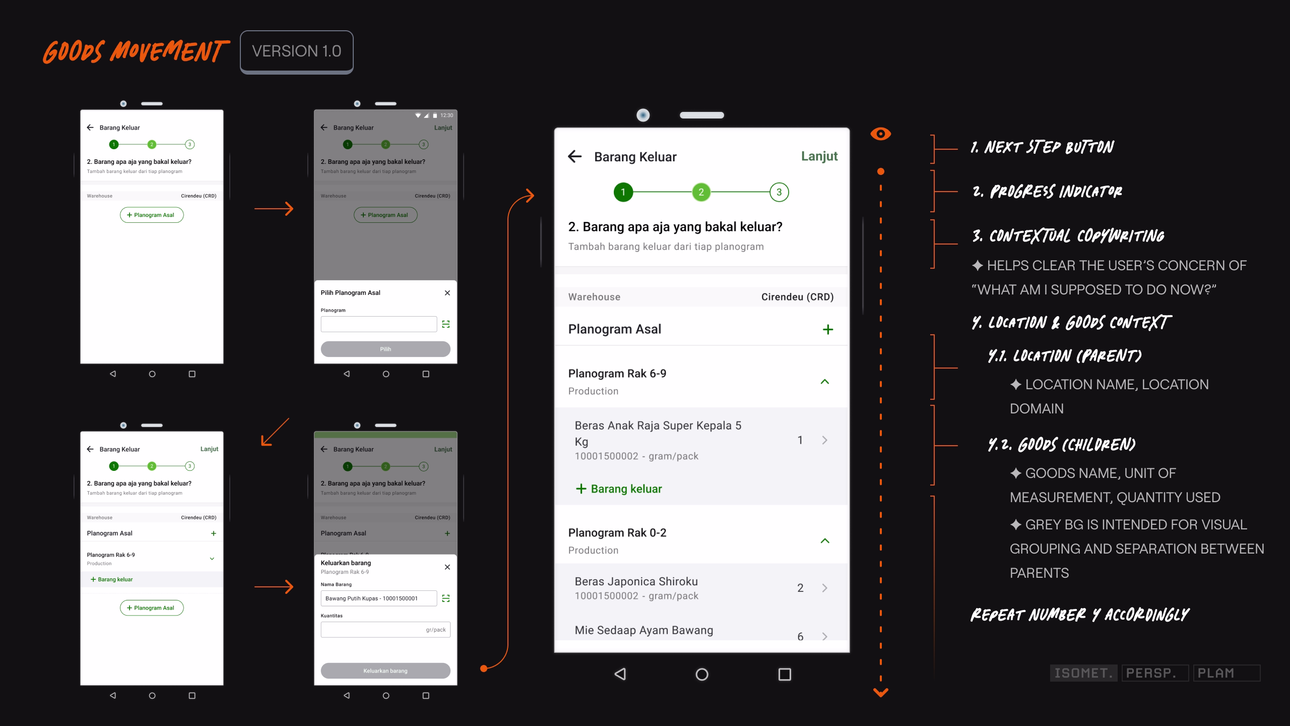 image of goods movement UI